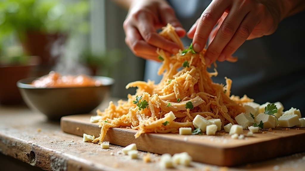 Making the Chicken and Cheese Filling