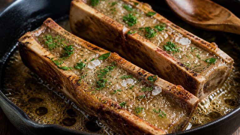 pan seared roasted beef marrow
