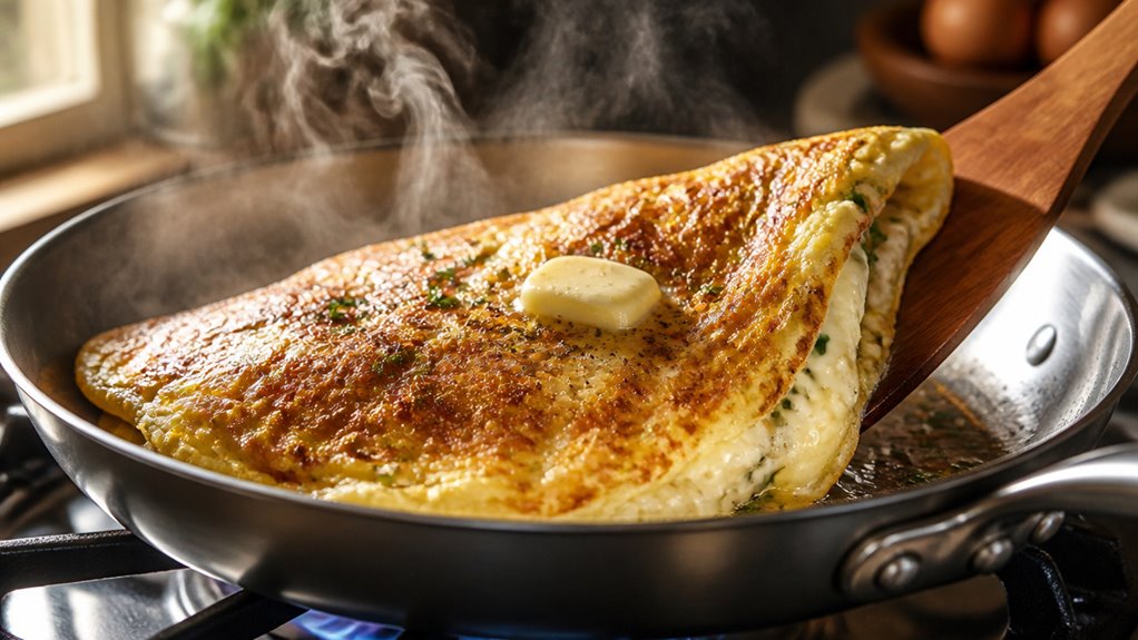 reheat omelette gently in skillet