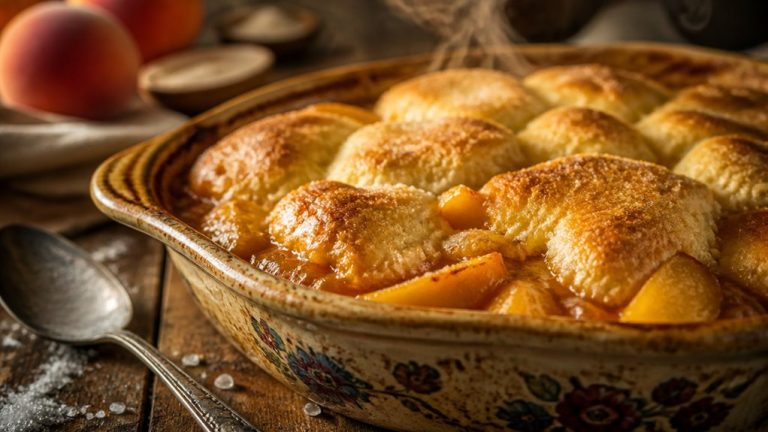 simple three ingredient peach cobbler