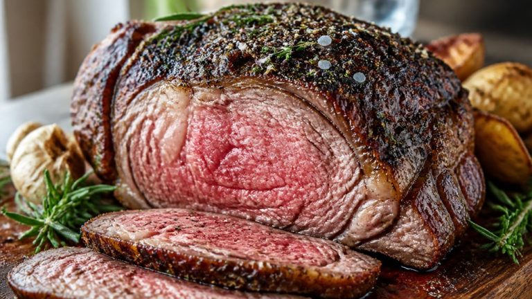 slow roasted seasoned prime rib